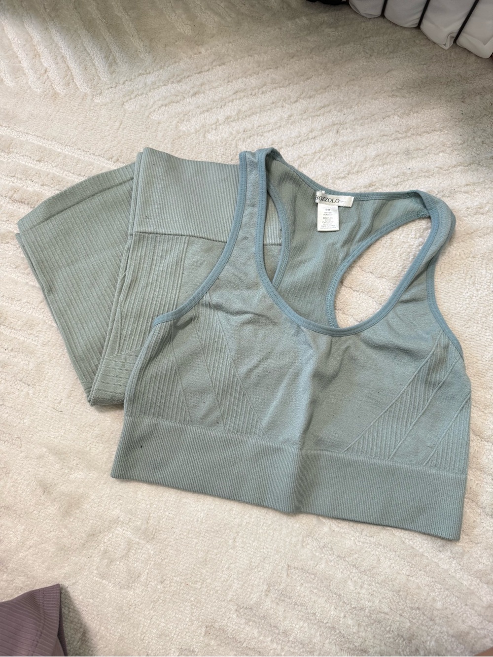 Seamless Ribbed Racerback Sports Bra - Sage